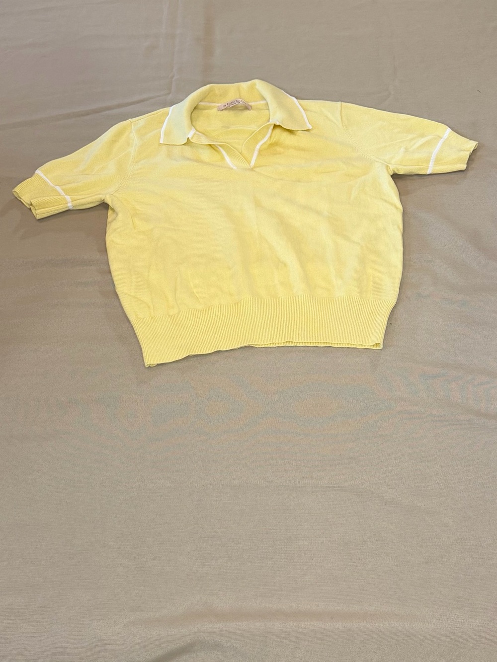 Philosophy Petite Pale Yellow Short Sleeve Polo Knit Top